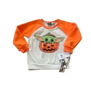 Baby Yoda Pumpkin Sweater Kids NWT